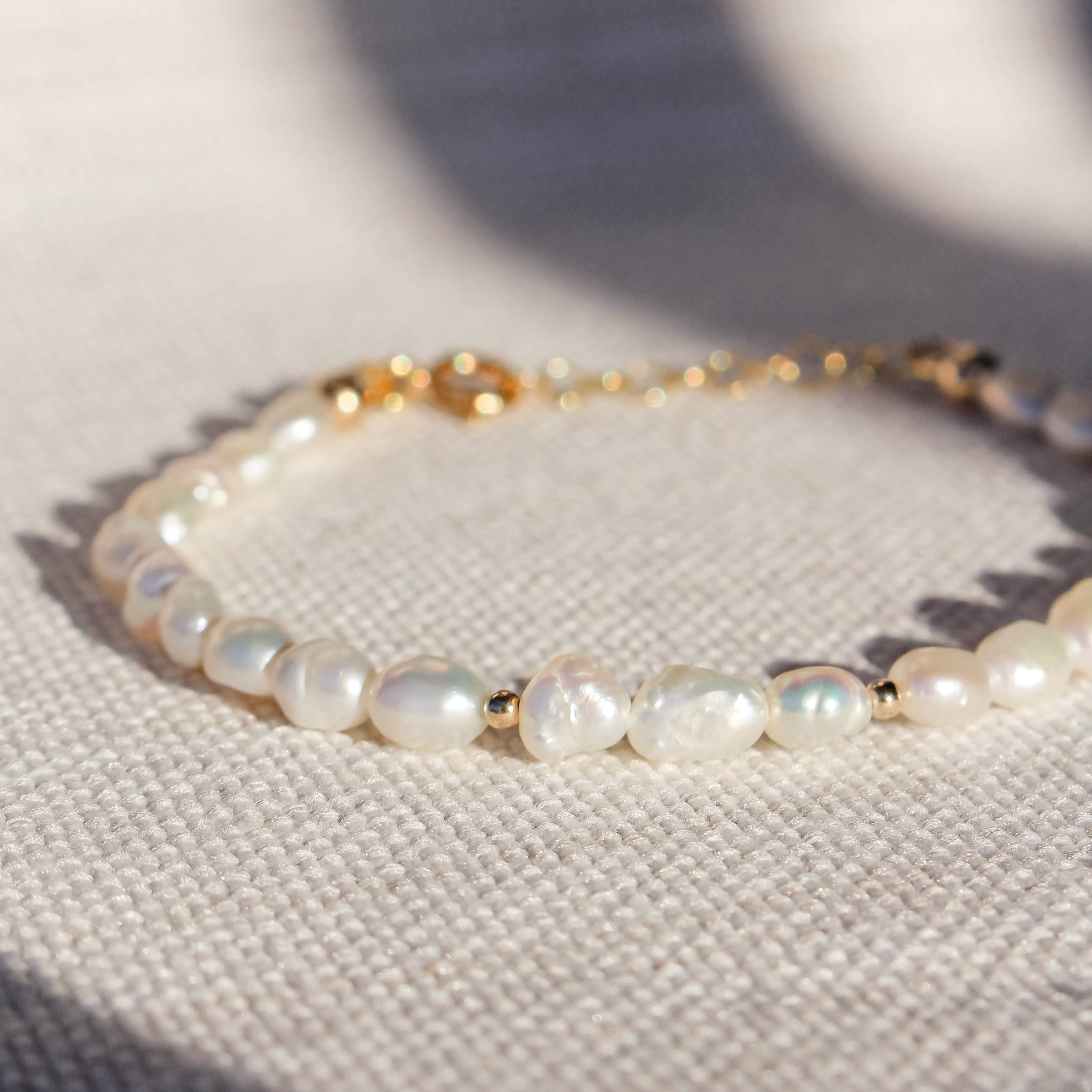 sand + salt freshwater pearl bracelet, gold-filled jewelry