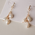 sand + salt gemstone and gold filled jewelry, safe for sensitive ears and skin
laguna freshwater pearl cluster dangle earrings