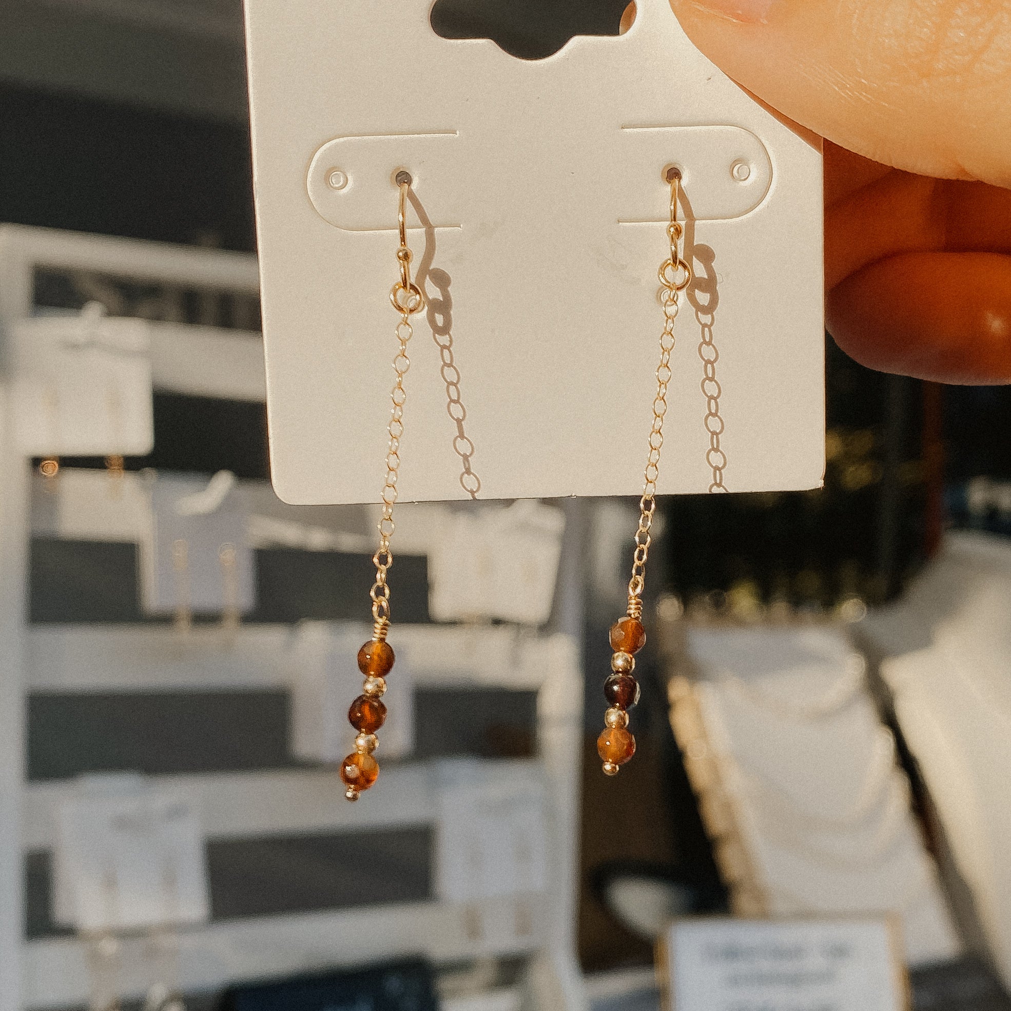 sand + salt gemstone and gold filled jewelry, safe for sensitive ears and skin
coffee agate dangle earrings