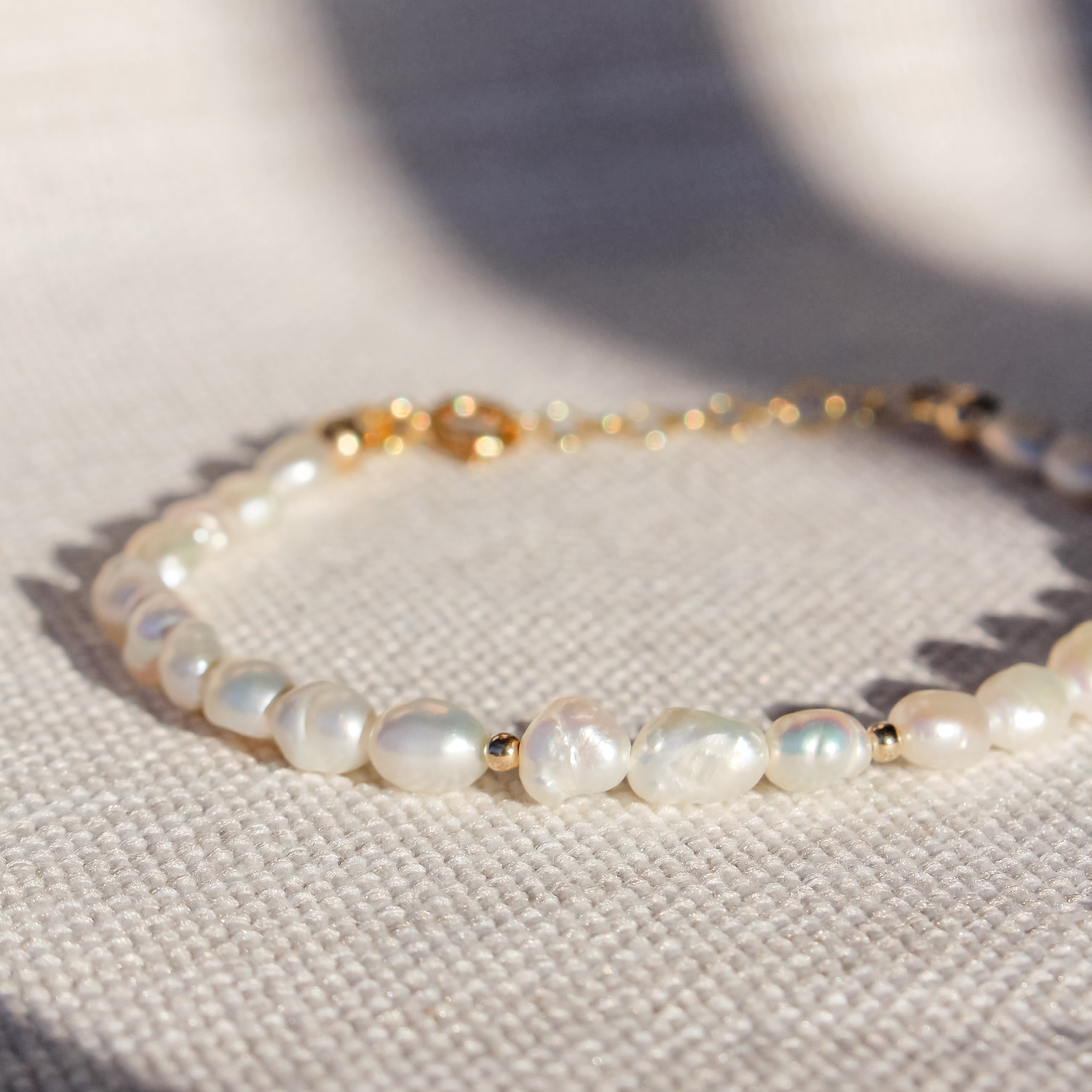 sand + salt freshwater pearl bracelet, gold-filled jewelry