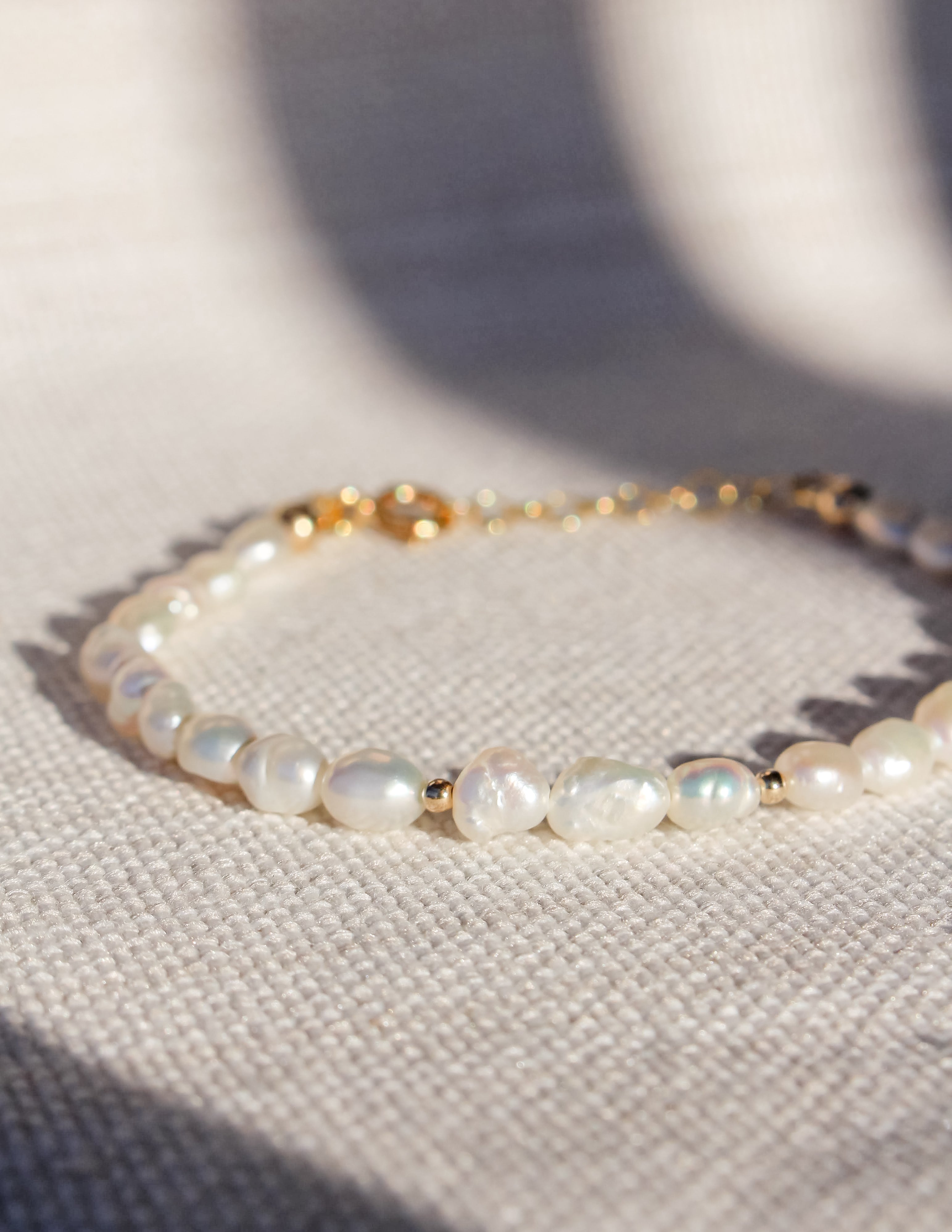 sand + salt freshwater pearl bracelet, gold-filled jewelry